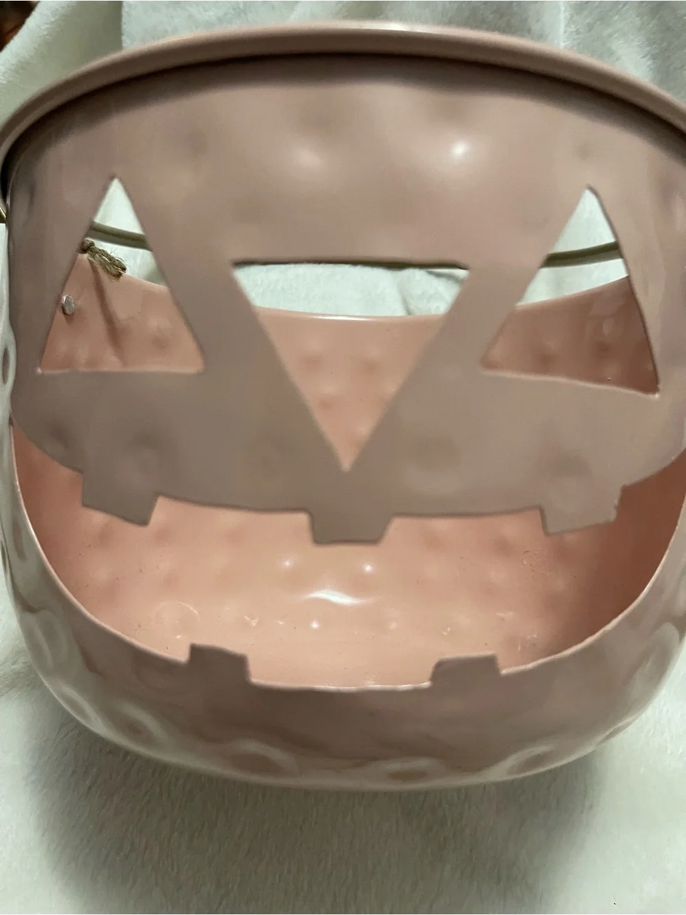 Pink Ceramic Jack-O'-Lantern Lantern